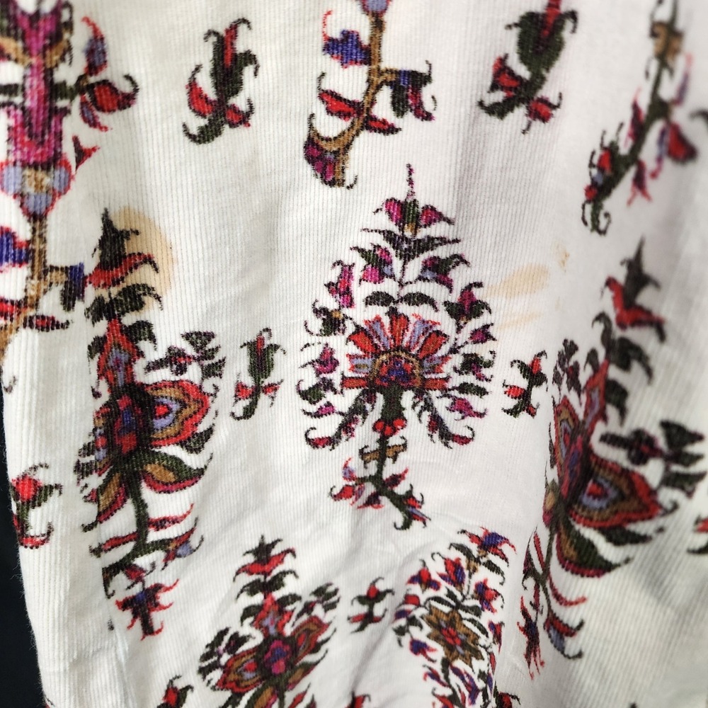Pilcro and the Letterpress High Rise Bootcut Corduroy Floral Pants Cream Size 29 - Picture 2 of 10